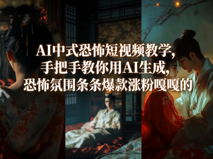 AI中式恐怖短视频教学，手把手教你用AI生成，恐怖氛围条条爆款涨粉嘎嘎的-hcnxn