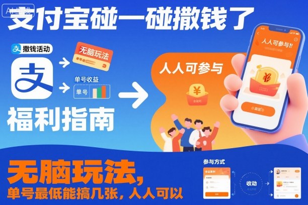 支付宝碰一碰撒钱了，无脑玩法，单号最低能搞几张，人人可以撸【揭秘】-hcnxn