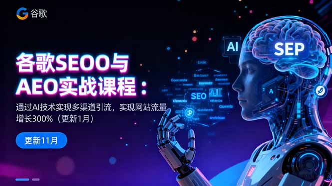 谷歌SEO与AEO实战课程：通过AI技术实现多渠道引流，实现网站流量增长300%-hcnxn