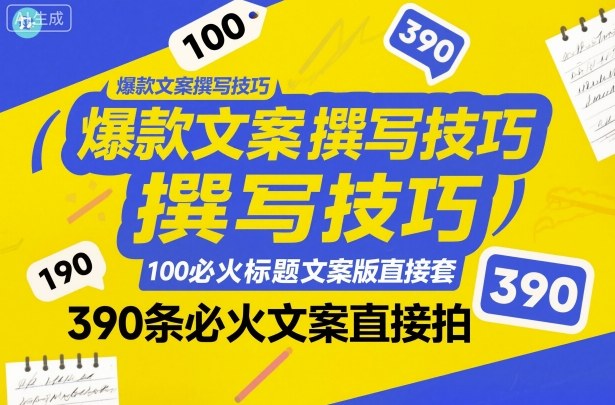 爆款文案撰写技巧，100个必火标题文案模版直接套，390条必火文案直接拍-hcnxn