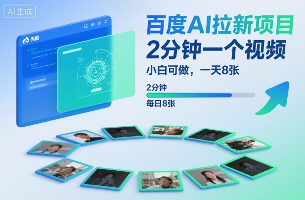 百度AI拉新项目，2分钟一个视频，小白可做，一天8张【附案例+保姆级教程】-hcnxn
