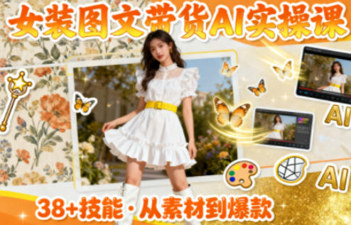 女装图文带货的AI实操课，覆盖38个实用技能，快速提升素材制作效率-hcnxn