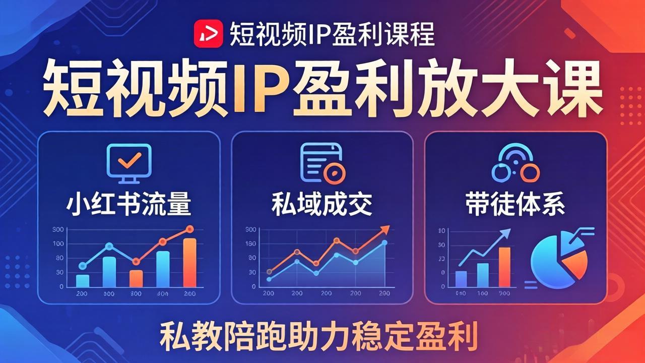 短视频IP盈利放大课：小红书流量+私域成交+带徒体系，私教陪跑助力稳定盈利-hcnxn