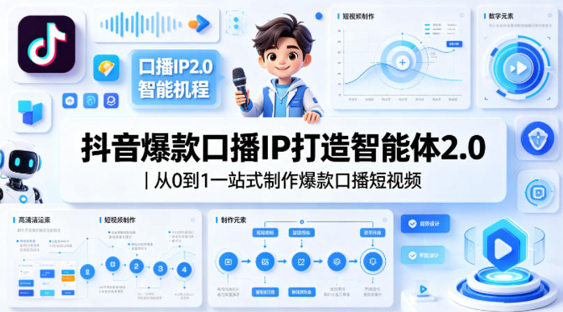 抖音爆款口播IP打造智能体2.0｜从0到1一站式制作爆款口播短视频-hcnxn