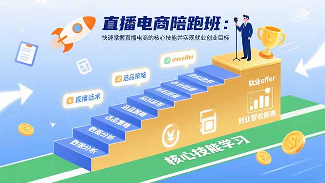 直播电商陪跑班：快速掌握直播电商的核心技能并实现就业/创业目标-hcnxn