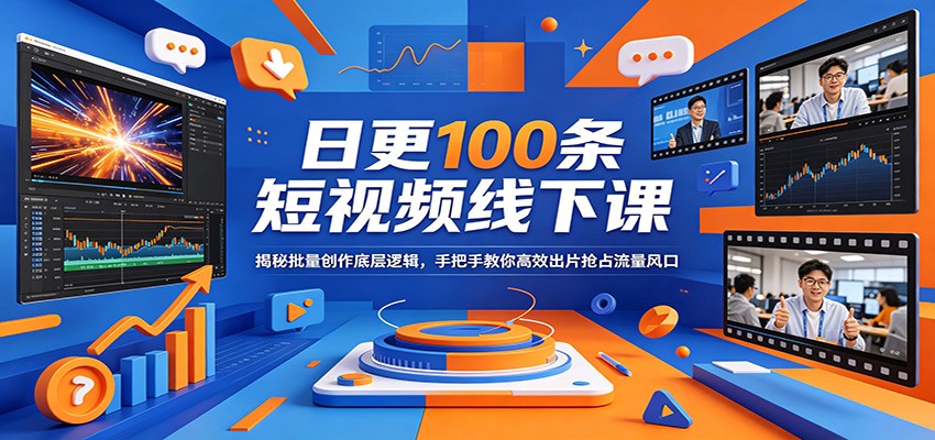 日更100条短视频线下课：揭秘批量创作底层逻辑，手把手教你高效出片抢占流量风口-hcnxn