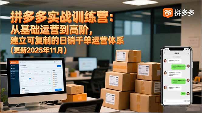 拼多多实战训练营：从基础运营到高阶，建立可复制的日销千单运营体系(更新11月-hcnxn