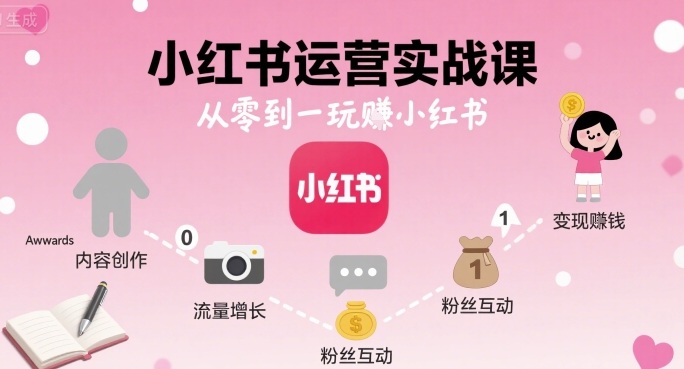 小红书运营实战课，从零到一玩賺小红书-hcnxn