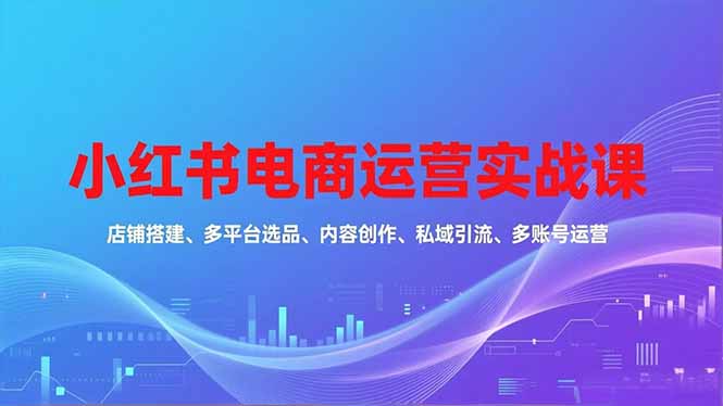 小红书电商运营实战课，店铺搭建、多平台选品、内容创作、私域引流、多账号运营等玩法-hcnxn