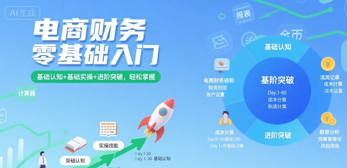 电商财务零基础入门，基础认知+基础实操+进阶突破，轻松掌握-hcnxn