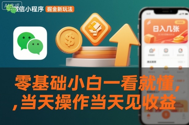 微信小程序掘金新玩法，日入几张，零基础小白一看就懂，当天操作当天见收益【揭秘】-hcnxn