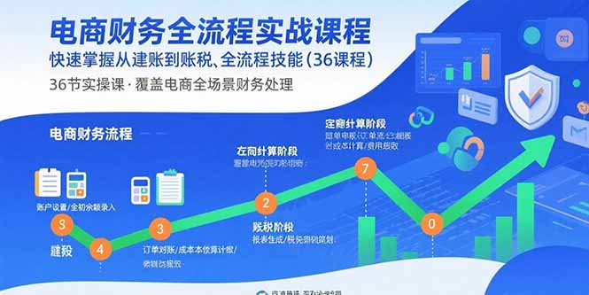 电商财务全流程实战课程：快速掌握从建账到报税的全流程技能(36节课-hcnxn