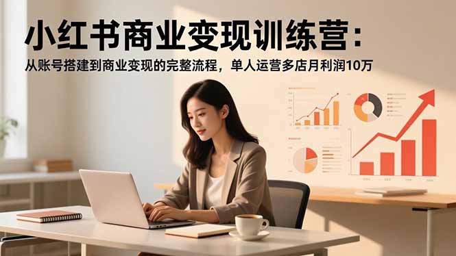 小红书商业变现训练营：从账号搭建到商业变现的完整流程，单人运营多店月利润10万-hcnxn
