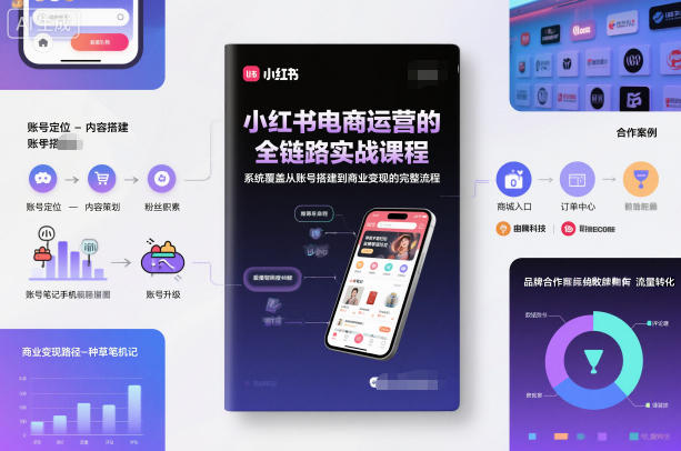 小红书电商运营的全链路实战课程，系统覆盖从账号搭建到商业变现的完整流程-hcnxn