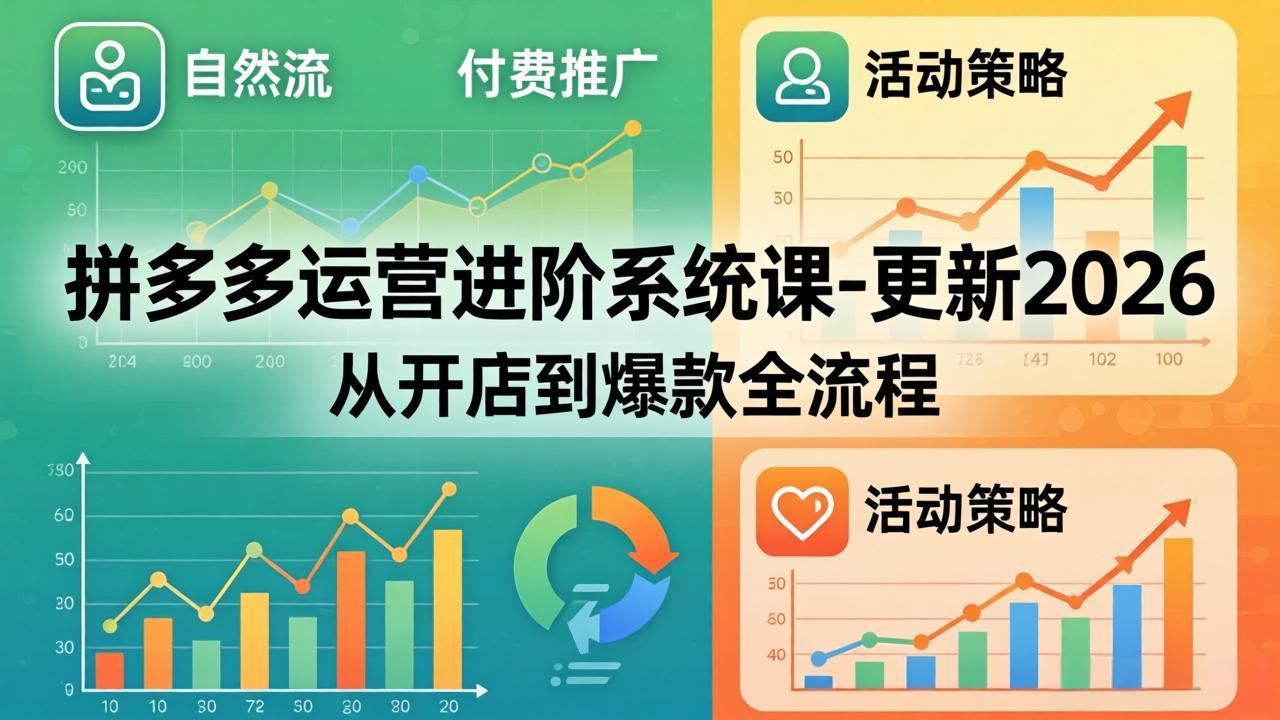 拼多多运营进阶系统课-更新2026：从开店到爆款全流程，自然流+付费推广+活动策略-hcnxn