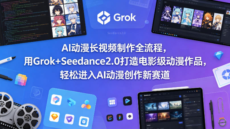 AI动漫长视频制作全流程，用Grok+Seedance2.0打造电影级动漫作品，轻松进入AI动漫创作新赛道-hcnxn