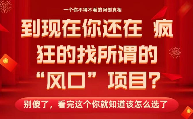 马上26年了，你还在找所谓的风口项目？别傻了，看完这个你全都懂了！【揭秘】-hcnxn