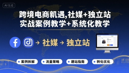 跨境电商新机遇，社媒+独立站，实战案例教学+系统化教学-hcnxn