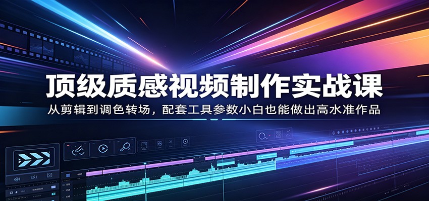 顶级质感视频制作实战课：从剪辑到调色转场，配套工具参数小白也能做出高水准作品-hcnxn