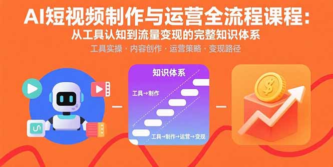 AI短视频制作与运营全流程课程：从工具认知到流量变现的完整知识体系-hcnxn