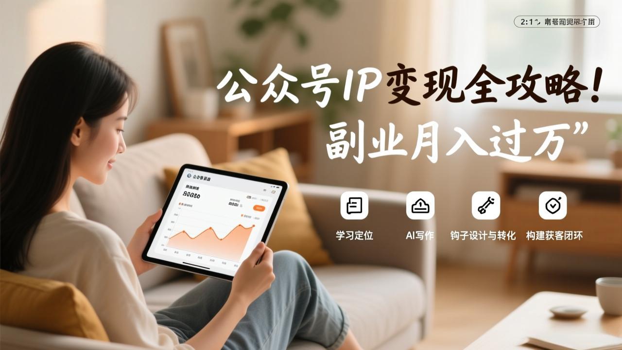 公众号IP变现全攻略，学习定位、AI写作、钩子设计与转化，构建获客闭环，副业月入过万-hcnxn