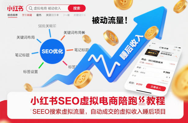 小红书SEO虚拟电商陪跑教程，实现seo搜索被动流量，自动成交的被动收入睡后项目-hcnxn