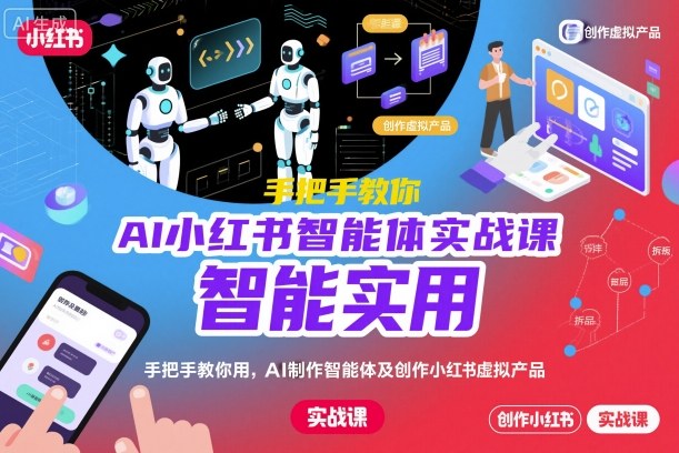 AI小红书智能体实战课，手把手教你用AI制作智能体及创作小红书虚拟产品，提效+内容商业化-hcnxn