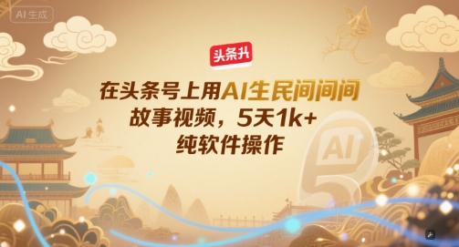 在头条号上用AI生民间故事视频，5天1k+，纯软件操作-hcnxn