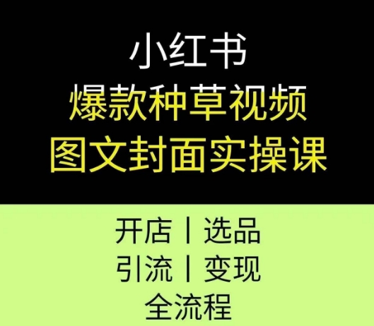 小红书爆款种草视频图文封面实操课，开店、选品、引流、变现全流程-hcnxn