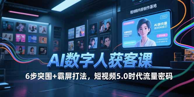 AI数字人获客课，6步突围+霸屏打法，短视频5.0时代流量密码-hcnxn