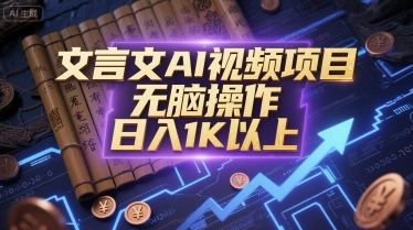 文言文AI视频项目，无脑操作，日入1K以上-hcnxn