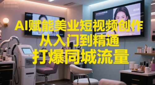 AI赋能美业短视频创作，从入门到精通，打爆同城流量，超级AI工具短视频实操落地-hcnxn