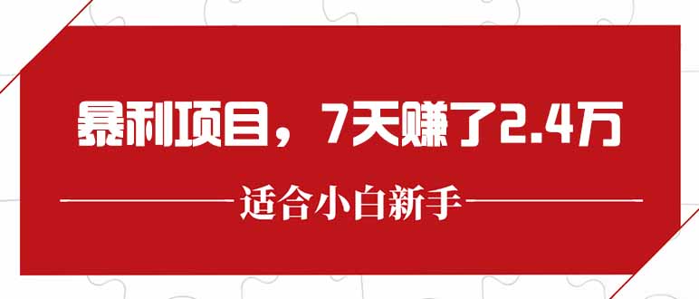最新暴利项目，每单收益轻松在300以上，7天赚了2.4万-hcnxn