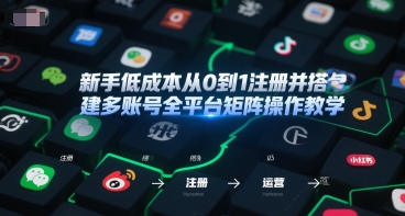 新手低成本从0到1注册并搭建多账号全平台矩阵操作教学，手机号-邮箱-IP-工具-hcnxn