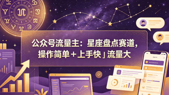 公众号流量主：星座盘点赛道，操作简单＋上手快＋流量大-hcnxn