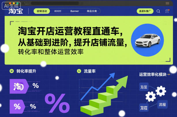 淘宝开店运营教程直通车，从基础到进阶，提升店铺流量，转化率和整体运营效率(更新11月)-hcnxn