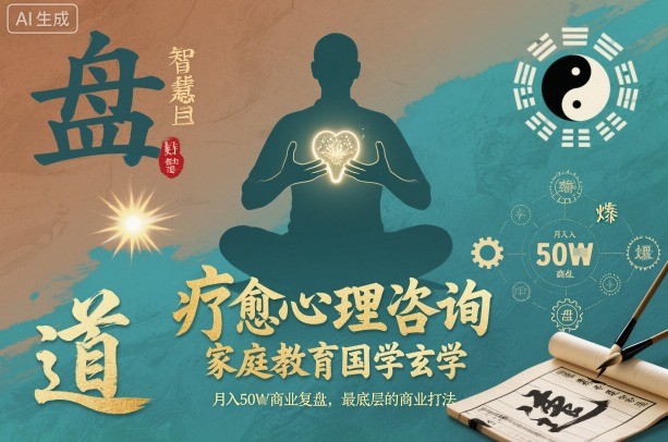 疗愈心理咨询，家庭教育国学玄学，月入50个商业复盘，最底层的商业打法-hcnxn