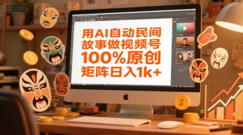 用AI自动民间故事做视频号，100%原创，矩阵日入1k+-hcnxn