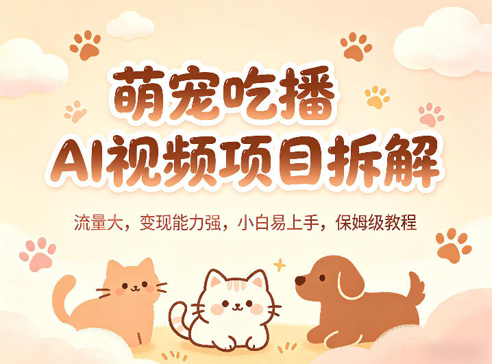 萌宠吃播AI视频项目拆解，流量大，变现能力强，小白易上手，保姆级教程-hcnxn