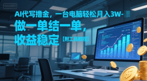 AI代写撸金，一台电脑轻松月入1-3W，做一单结一单，收益稳定【附工具教程】-hcnxn