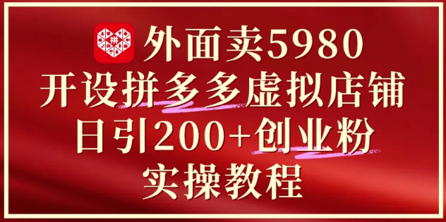 外面卖5980开设拼多多虚拟店铺：单日引流200+创业付费粉实战教程-hcnxn