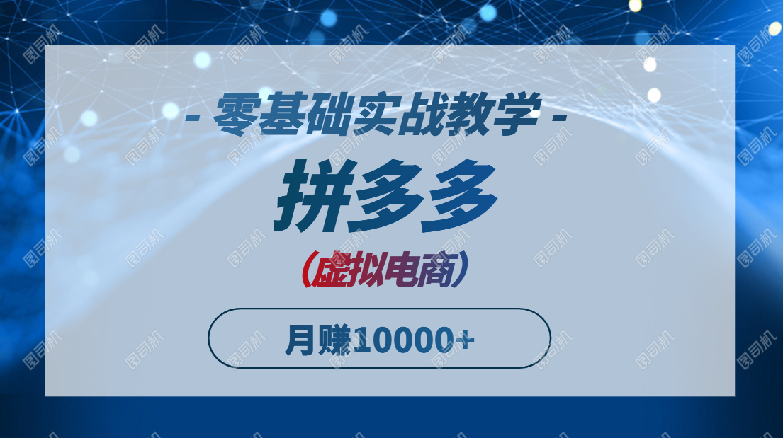 拼多多虚拟电商，零基础实战教学，快速打爆商品，新手也能月入10000+-hcnxn