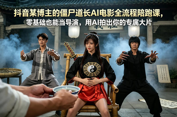 抖音某博主的僵尸道长AI电影全流程陪跑课，零基础也能当导演，用AI拍出你的专属大片-hcnxn