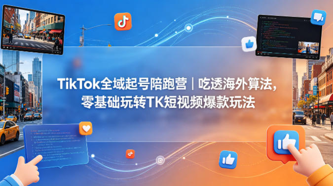 TikTok全域起号陪跑营｜吃透海外算法，零基础玩转TK短视频爆款玩法-hcnxn