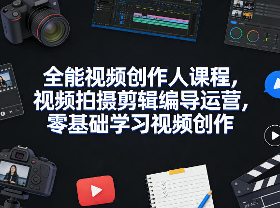 全能视频创作人课程，视频拍摄剪辑编导运营，零基础学习视频创作(更新2026年4月)-hcnxn
