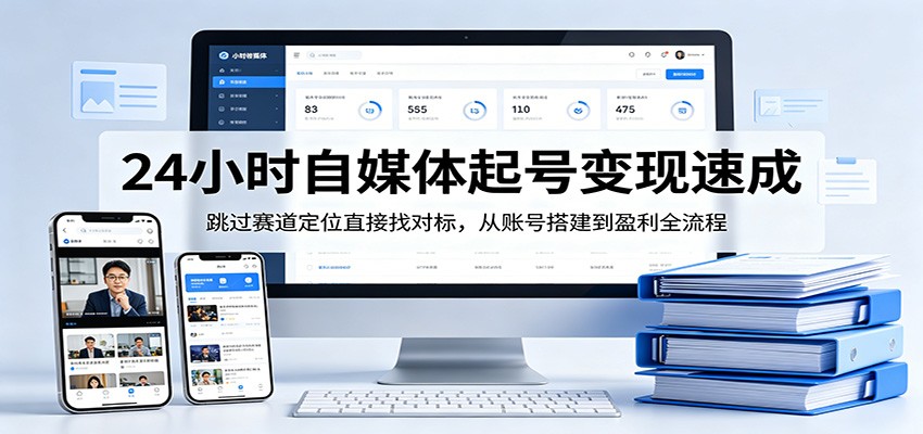 24小时自媒体起号变现速成，跳过赛道定位直接找对标，从账号搭建到盈利全流程-hcnxn