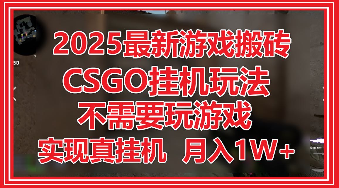 2025最新游戏搬砖，CSGO挂机，不需要玩游戏，实现真挂机，月入1W+-hcnxn