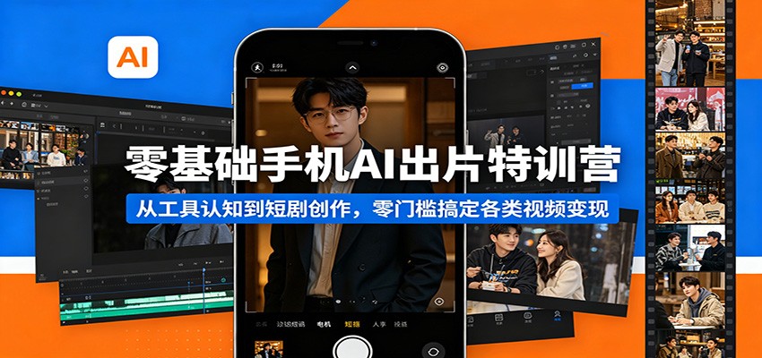 零基础手机AI出片特训营：从工具认知到短剧创作，零门槛搞定各类视频变现-hcnxn