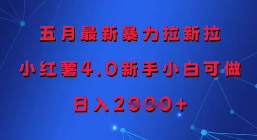 五月最新暴力拉新拉，小红薯4.0新手小白可做，日入多张-hcnxn