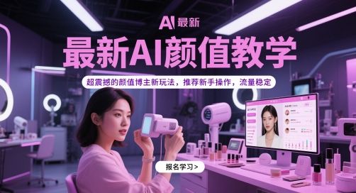 最新AI颜值教学，超震撼的颜值博主新玩法，推荐新手操作，流量稳定-hcnxn